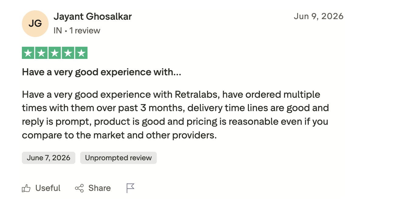 Customer review on Trustpilot